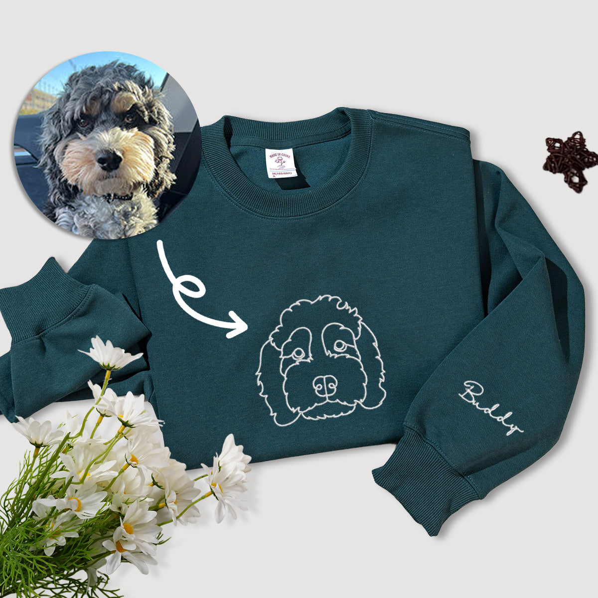 Customized Pet Embroidery Hoodie | Four Color Options | Add a Personal Touch to Your Pet