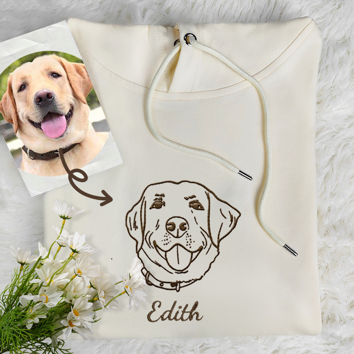 Pet Hoodie | Elegant Line Embroidery Pullover | Warm Pet Memorial Gift