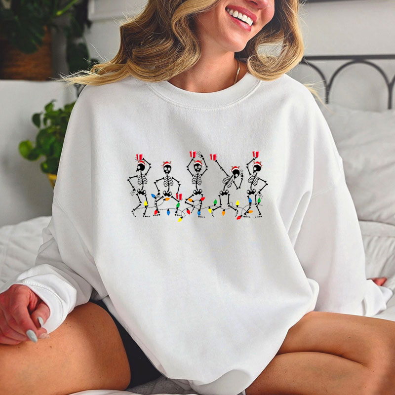 Personalized Embroidered Sweatshirt: Skull Element Christmas Gift, Available in Five Colors to Showcase Your Unique Style!