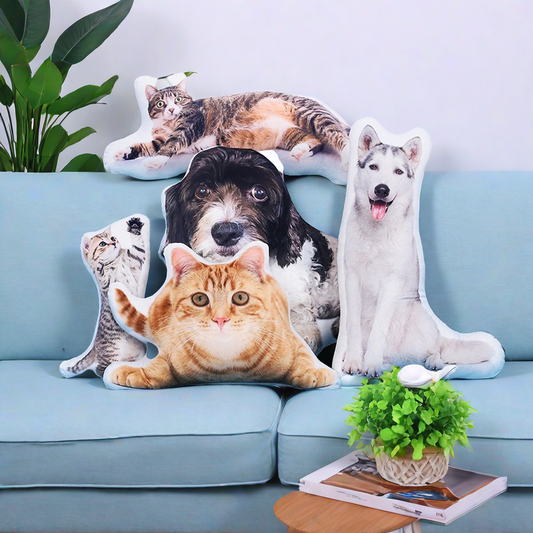 Custom pet shaped pillows, pet photo pillows