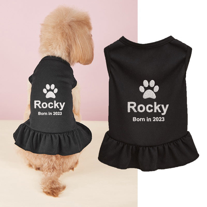 Custom embroidered kitten and puppy dress