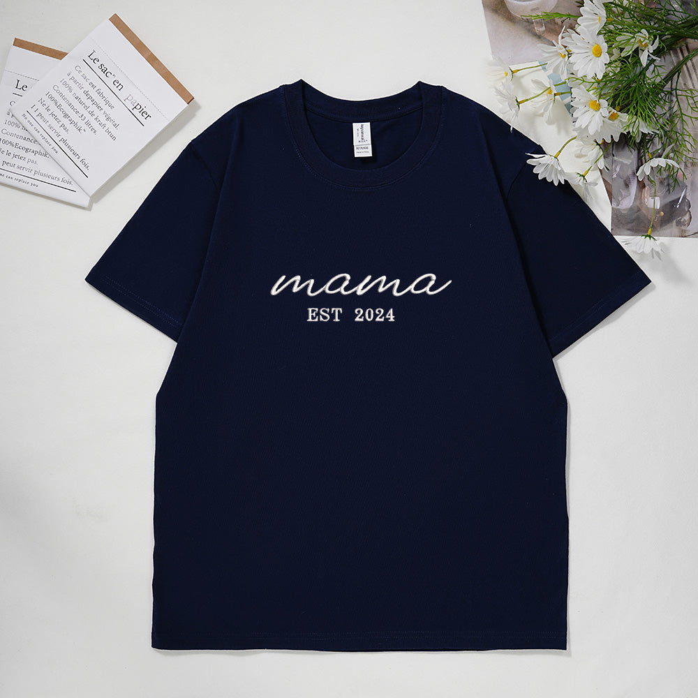 Custom Mom Embroidered T-Shirt Sweatshirt, Mother's Day Gift, Mom Birthday Gift