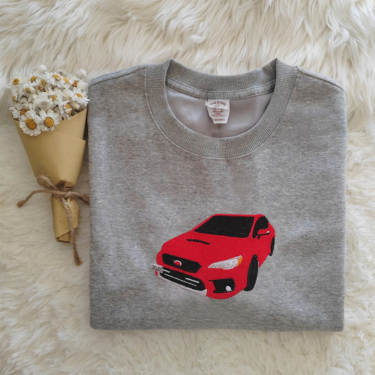 Custom embroidered sweatshirt with car photo, gift for car lovers