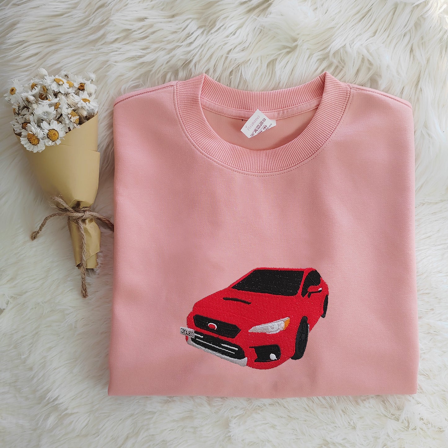 Custom embroidered sweatshirt with car photo, gift for car lovers