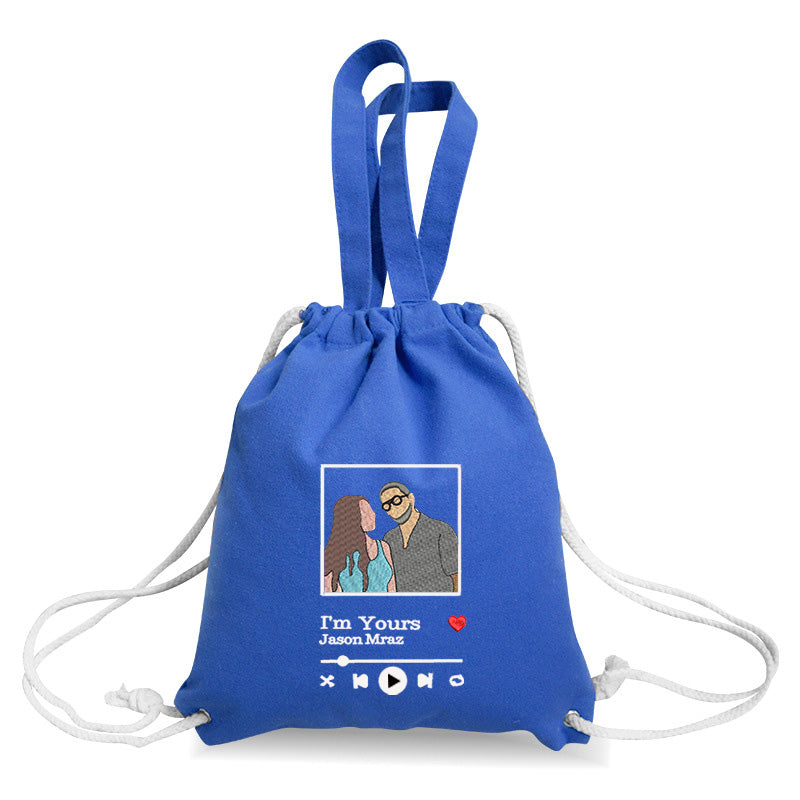 Canvas bag with drawstring, shoulder or hand carry