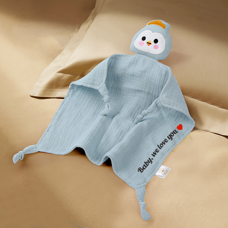Custom embroidered baby comfort towel, hand puppet toy for 0-3 years old