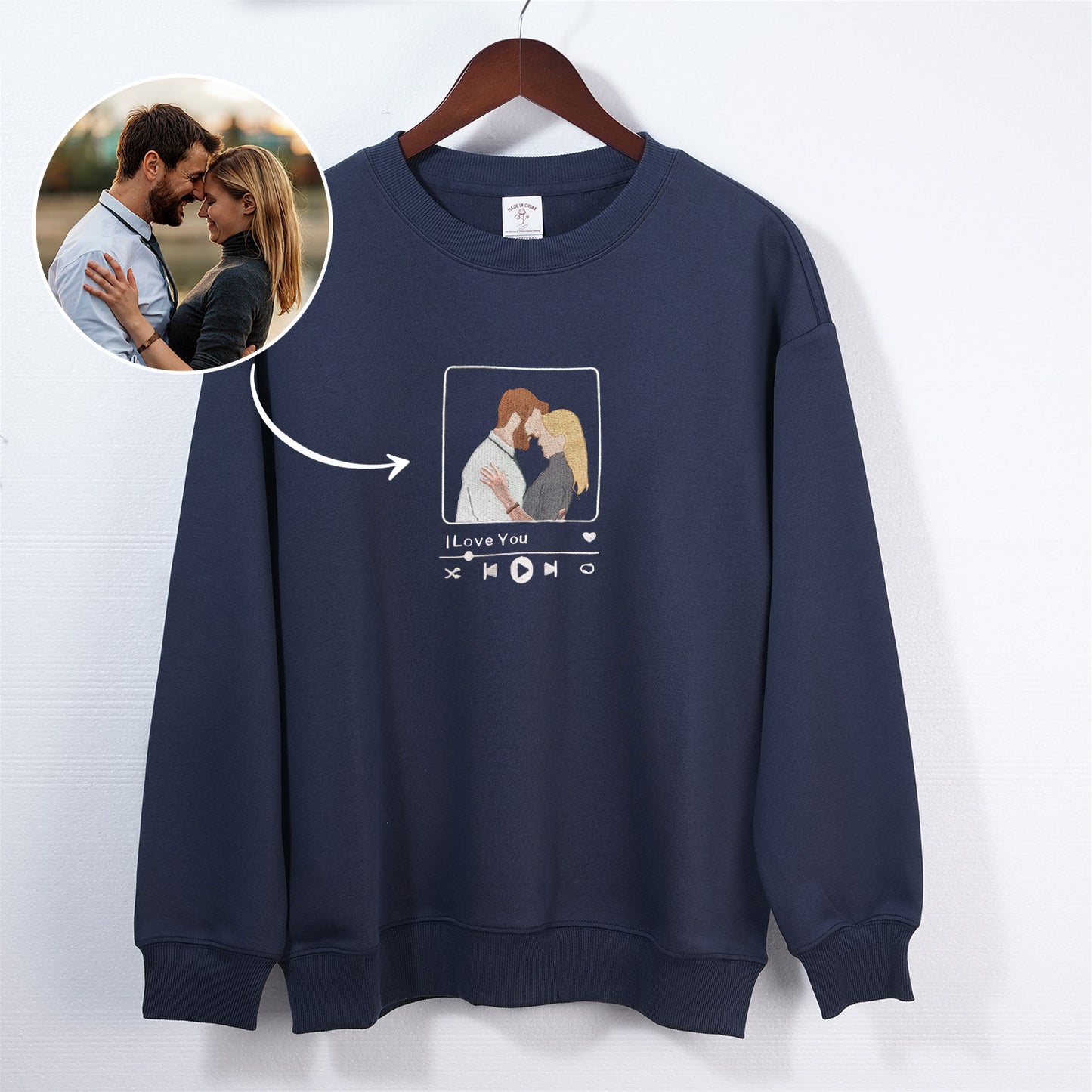 Personalized Family Couple Photo Music Player Embroidered Apparel
