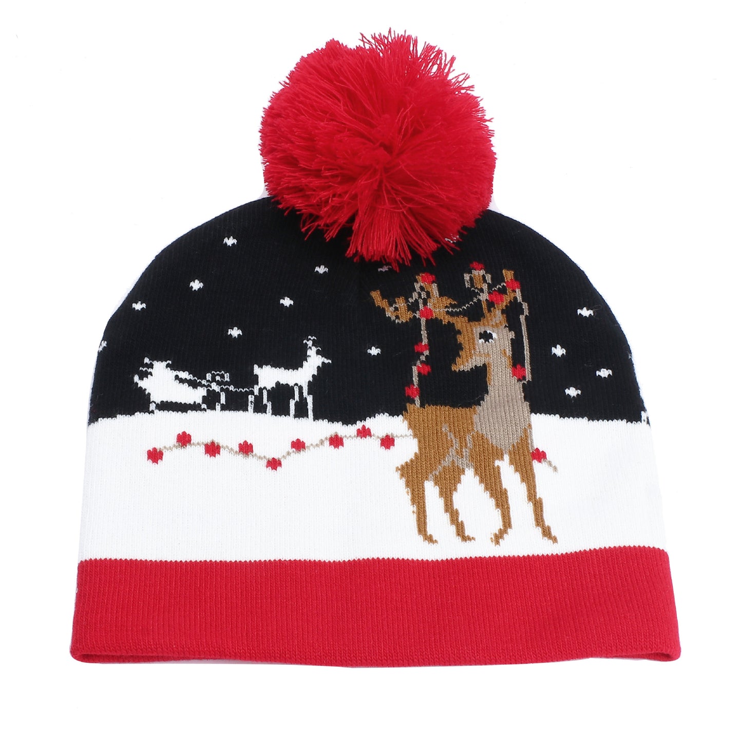 Festive Christmas Reindeer Knitted Hat