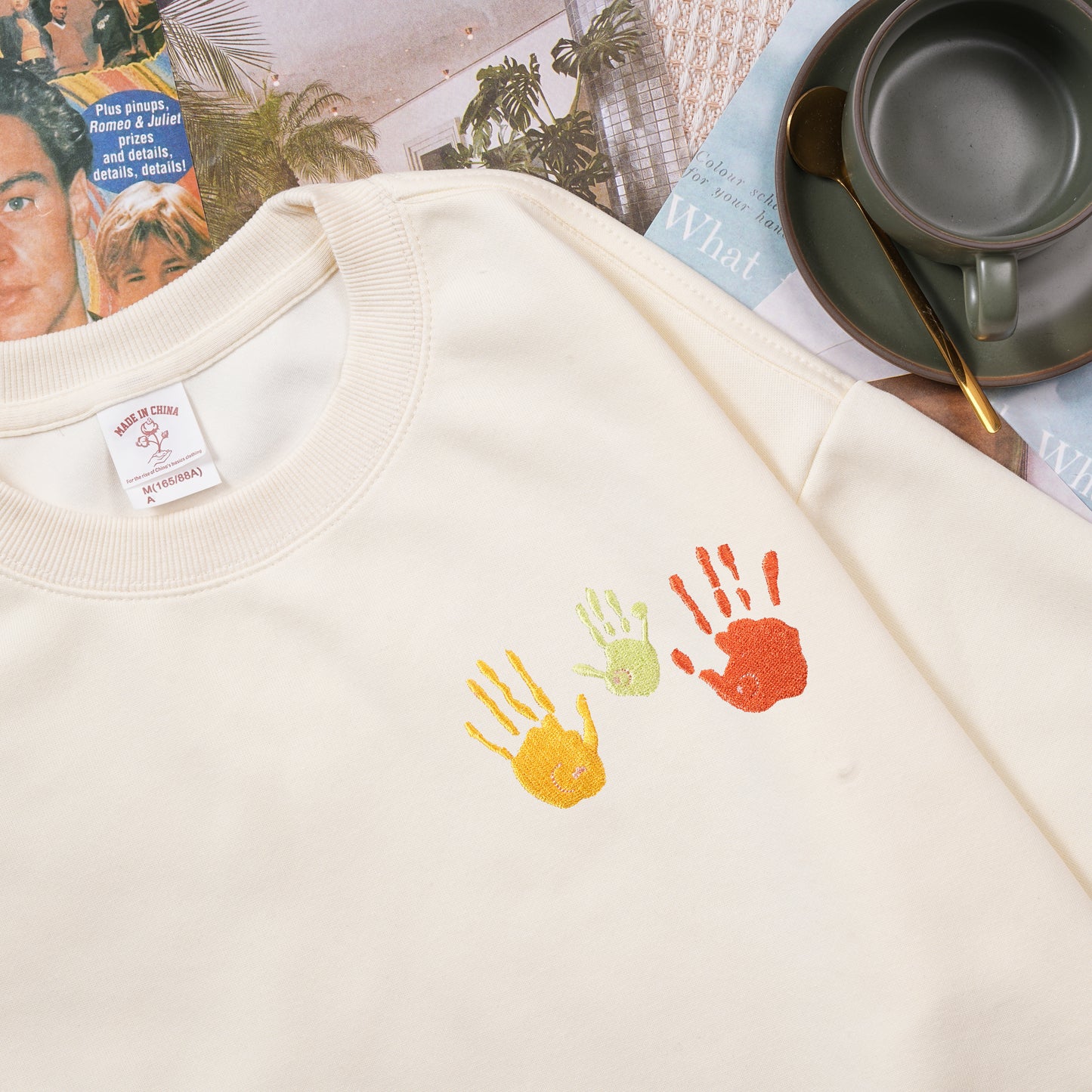Custom Family Handprint Embroidered Hoodie: Bonded by Love, Stitched by Hands
