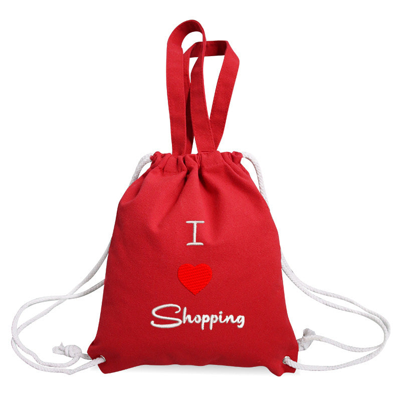 Canvas bag with drawstring, shoulder or hand carry