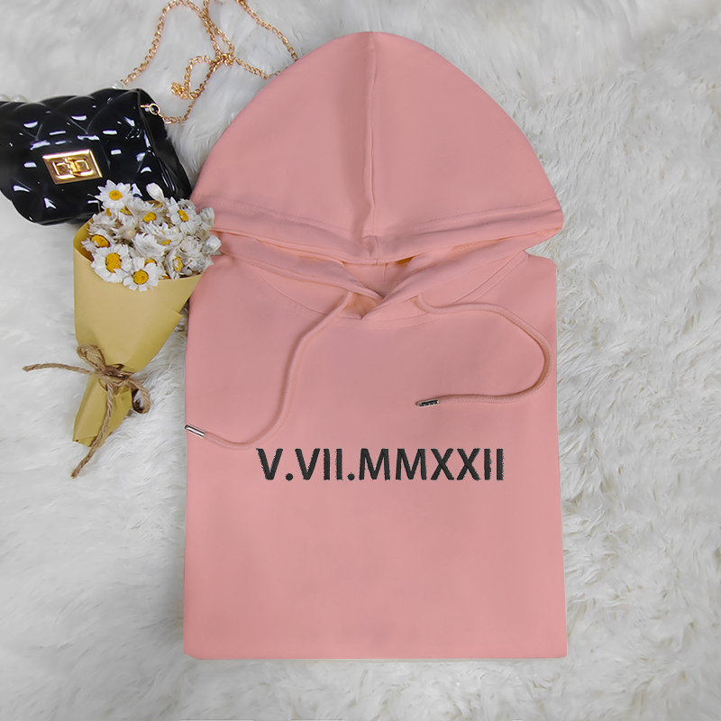 Timeless Charm: Personalized Roman Numeral Embroidery Sweatshirt