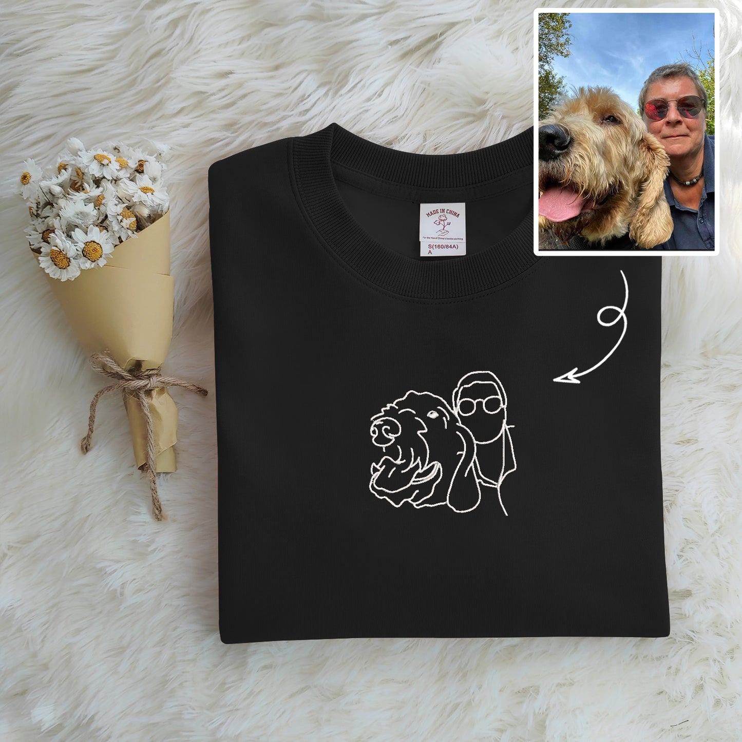Customized Pet Photo Embroidered Sweatshirt, Style for Your Furry Friend