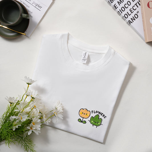 Cute Little Flowers and Grass Embroidered Sweatshirt