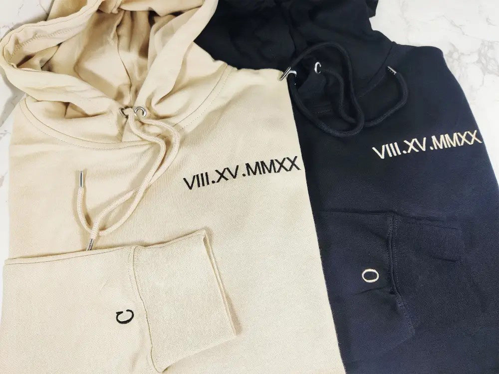 Custom Embroidered Date Roman Numeral Hoodie