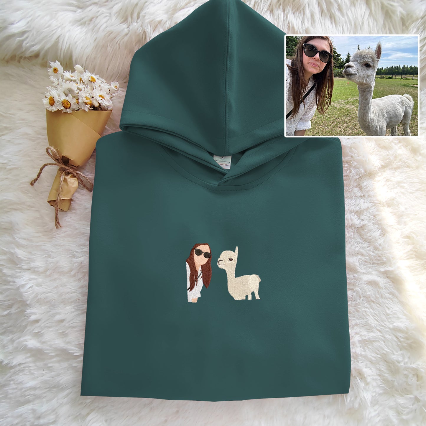 Zoo photo custom embroidered hoodie, personalized best matching hoodie