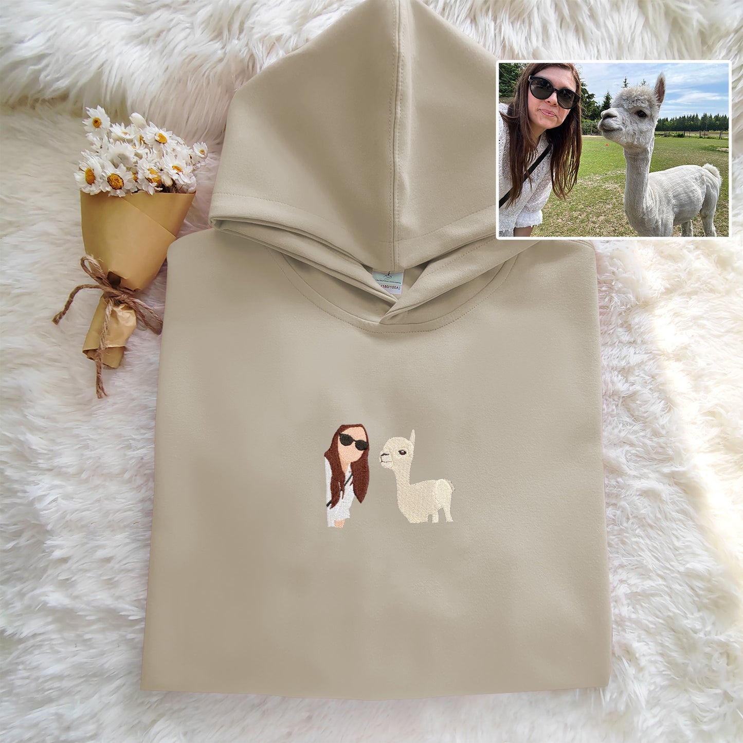 Zoo photo custom embroidered hoodie, personalized best matching hoodie