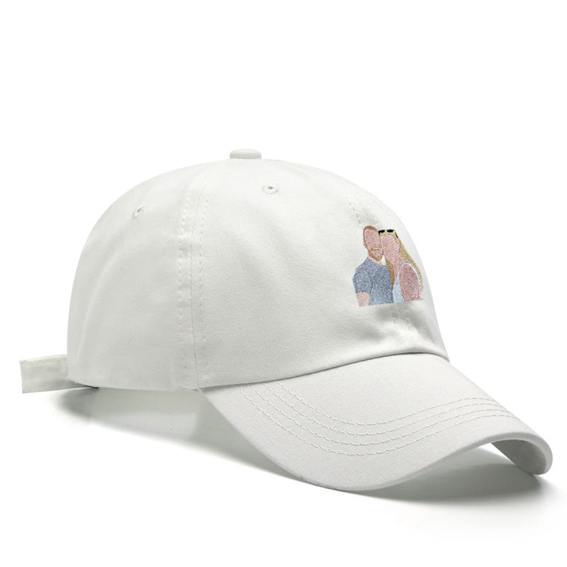 Trendy custom embroidered baseball cap, text and photo embroidery