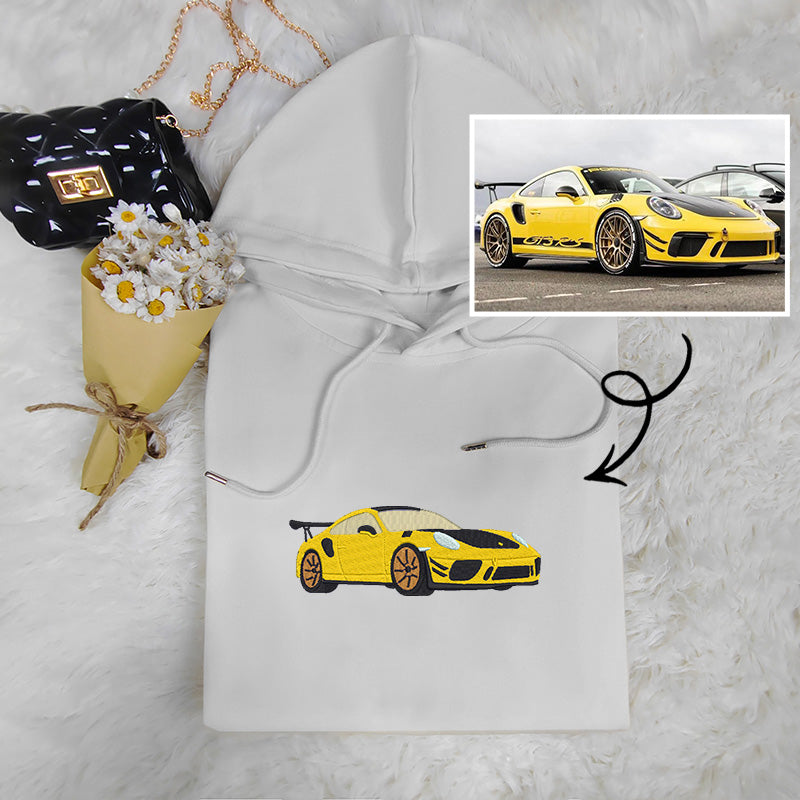 Customize your car's portrait! Tailored Embroidered Hoodies for Automotive Lovers