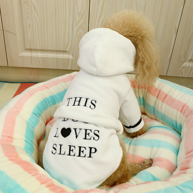 Custom embroidered pet pajamas, dog bathrobes