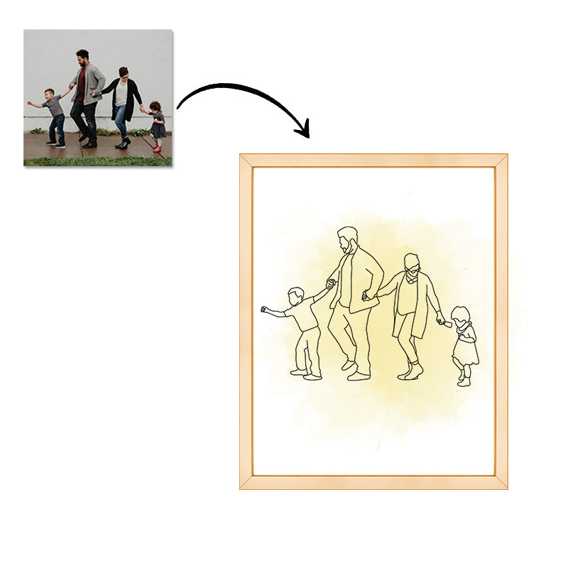 Custom Line Drawing Portraits, Father's Day Gifts, Family Portraits, Memorial Gifts