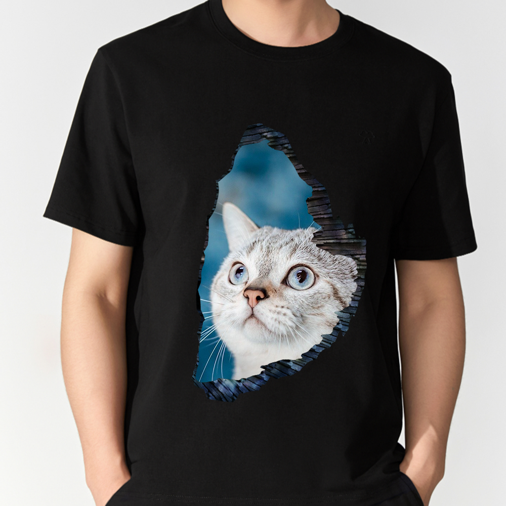 Custom Creative 3D Pet Photo Printed T-Shirt