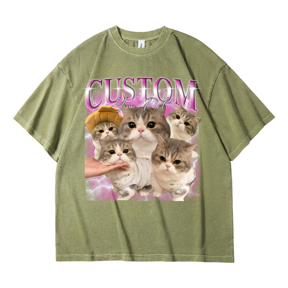 Custom Pet Photo Printed Vintage T-shirts, Gifts for Pet Lovers, Families