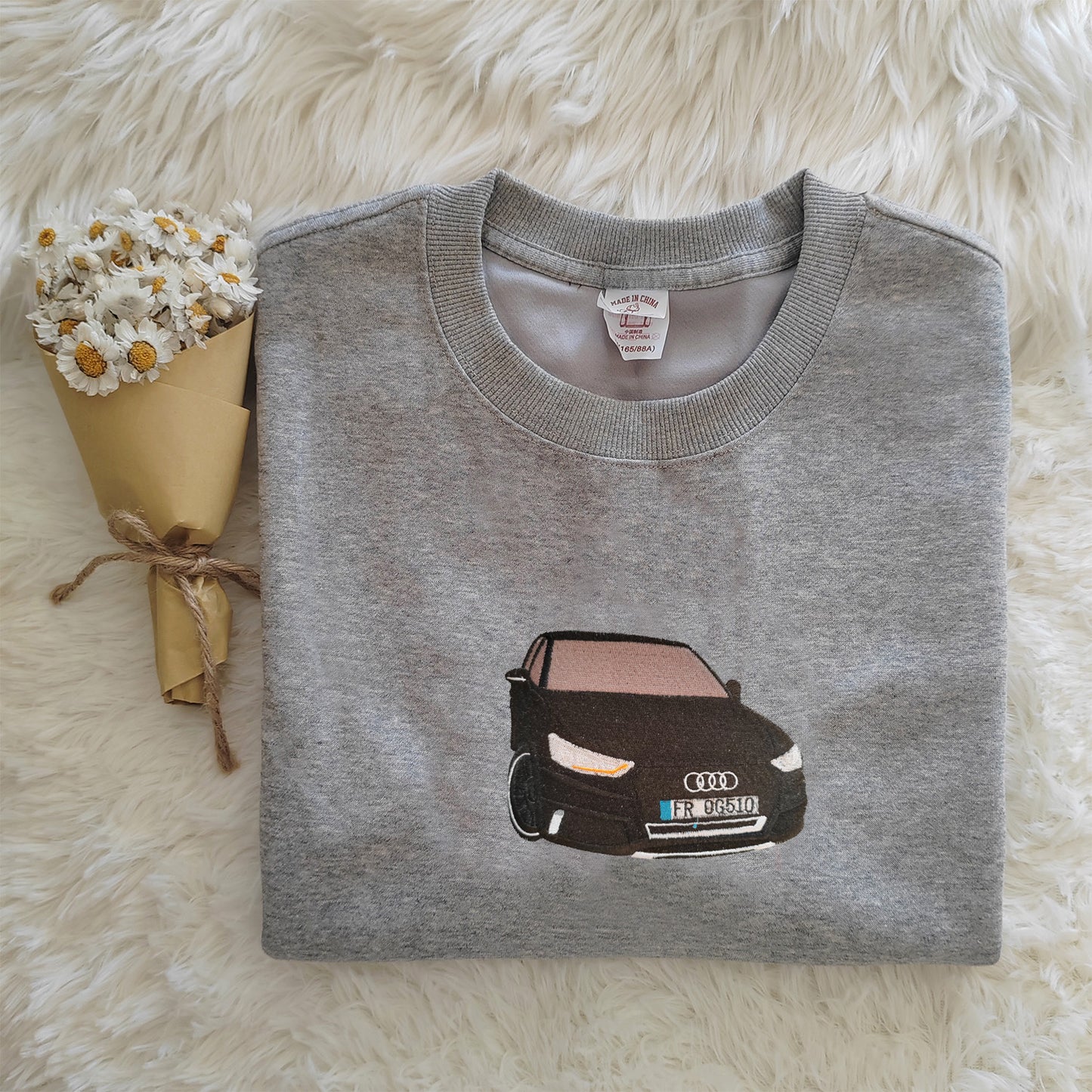 Audi car photo custom embroidered sweatshirt, gift for car lovers
