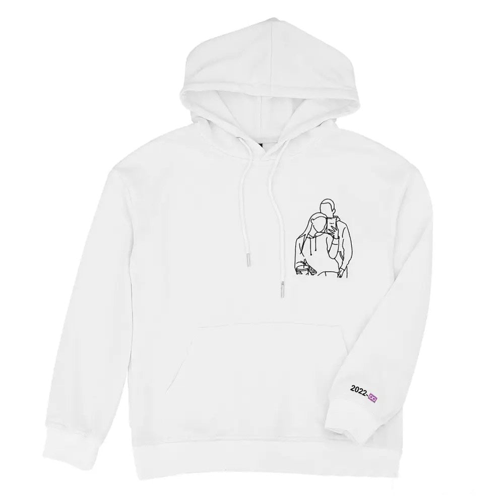 Personalized Photo Line Drawing Embroidered Hoodie