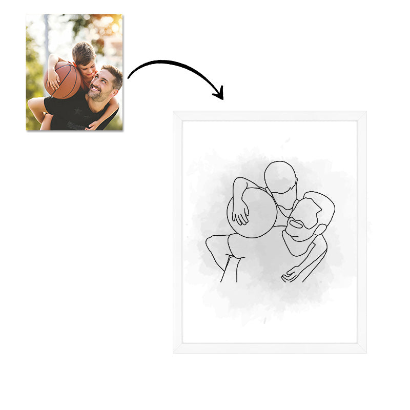 Custom Line Drawing Portraits, Father's Day Gifts, Family Portraits, Memorial Gifts