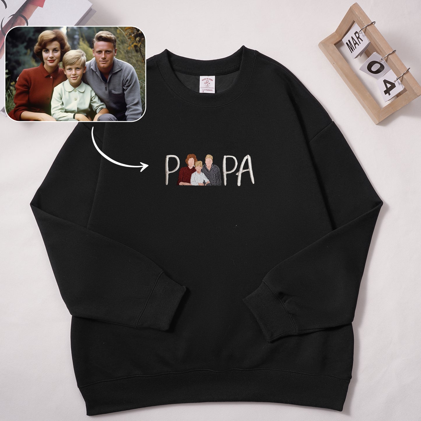 Personalized Dad Photo Embroidered T-Shirt Sweatshirt, Unique Father's Day Gift