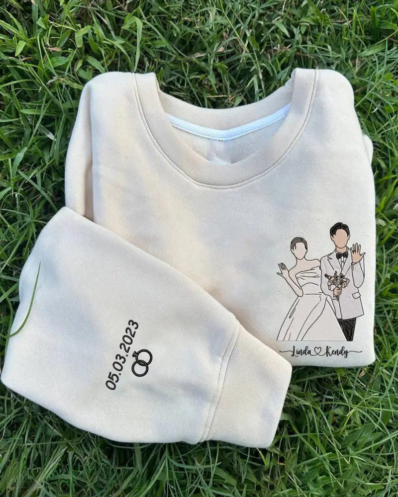 Personalized Couple Photo Embroidered Sweatshirt