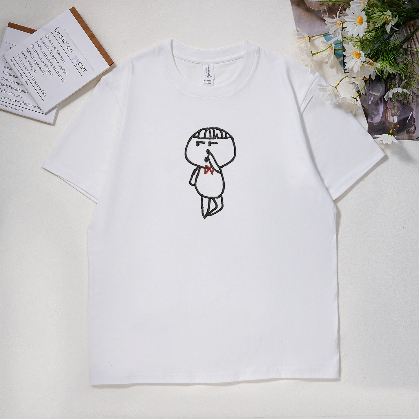 Personalized Kids Painting Embroidered Sweatshirt, Hand-painted Embroidered T-shirt, Special Gift for Parents