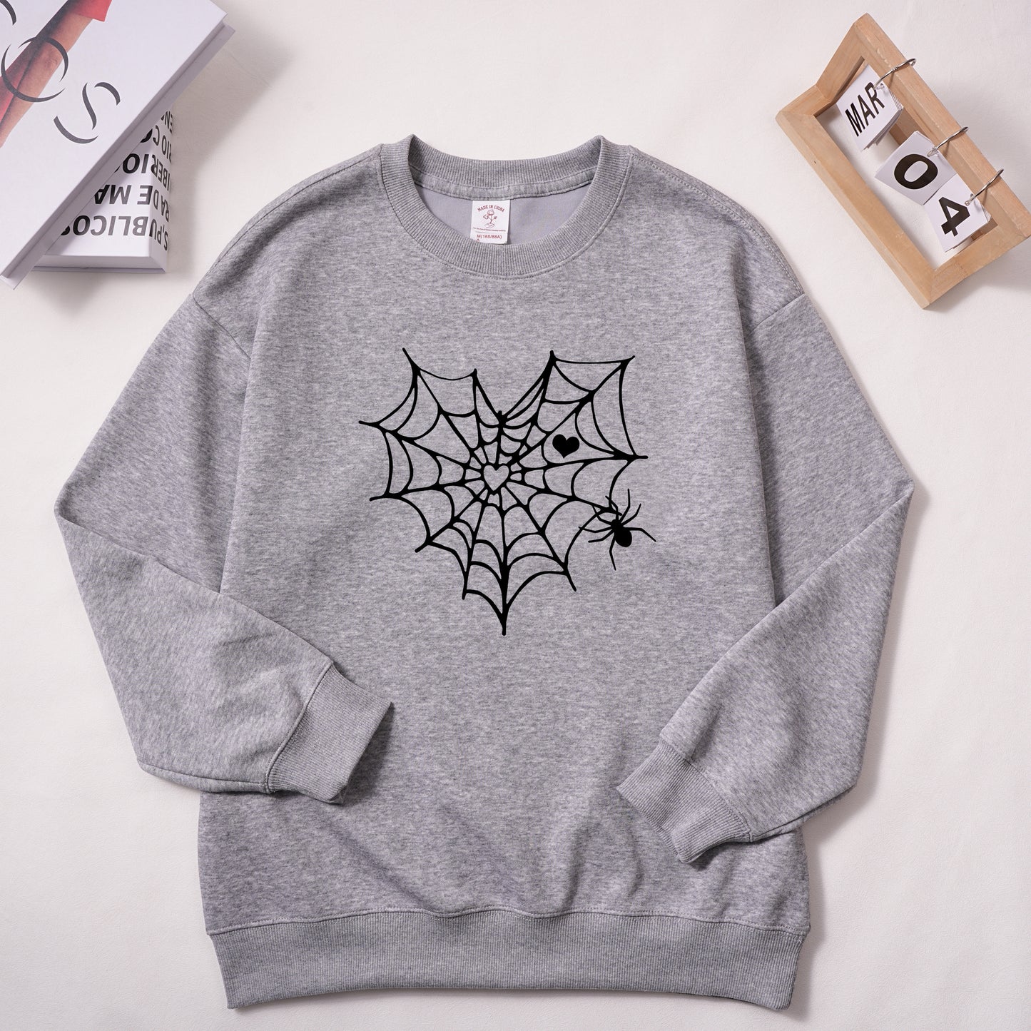 Cartoon Hand-painted Spider Web Printed Sweatshirt