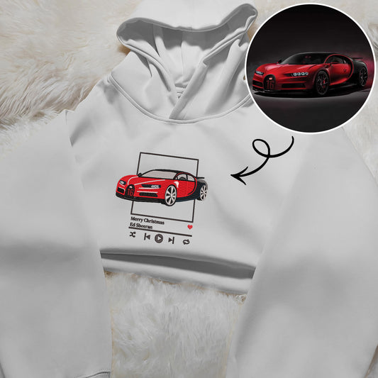Custom Car Music Player Embroidered Hoodie