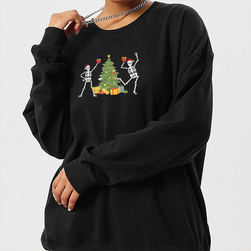 Personalized Embroidered Sweatshirt: Skull Element Christmas Gift, Available in Five Colors to Showcase Your Unique Style!