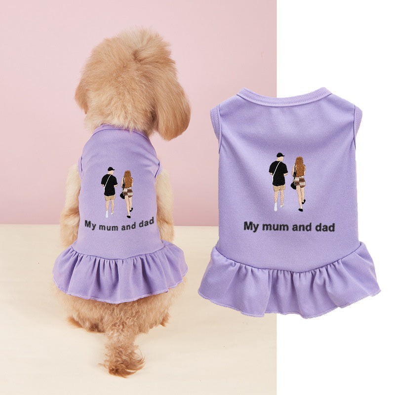 Custom embroidered kitten and puppy dress