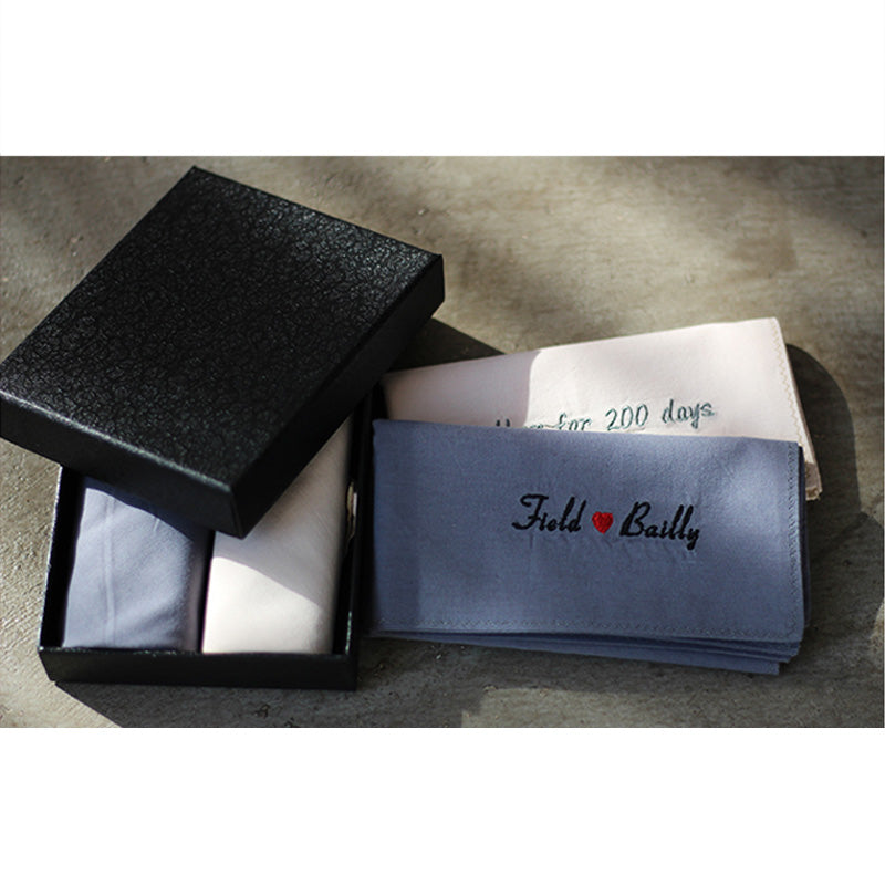 Customized embroidered text handkerchief