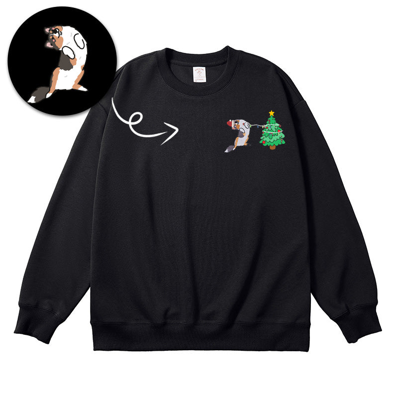 Embroidery of pets, Christmas tree embroidered sweatshirt, upload photos to match various Christmas trees, Christmas gifts.