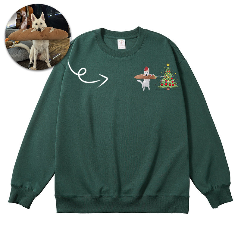 Embroidery of pets, Christmas tree embroidered sweatshirt, upload photos to match various Christmas trees, Christmas gifts.