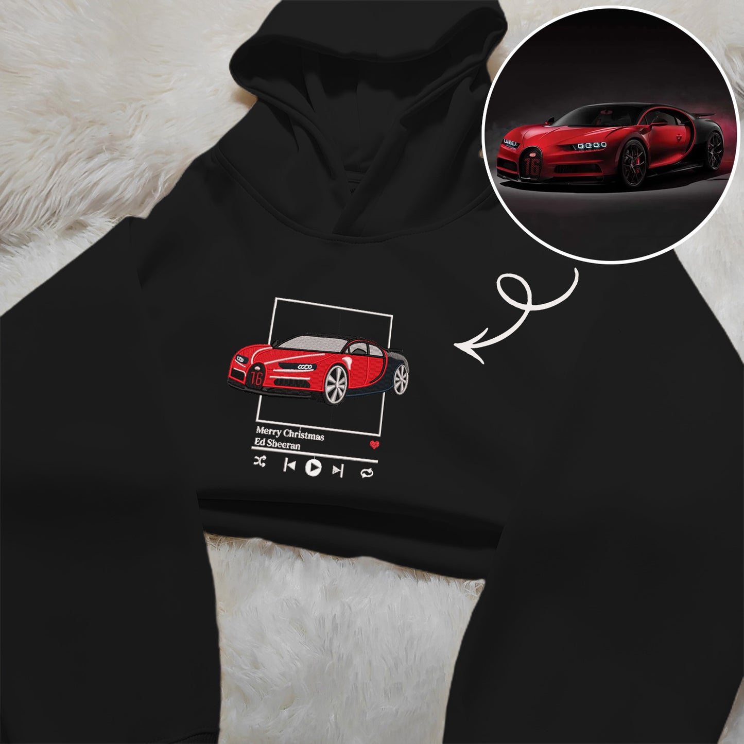 Custom Car Music Player Embroidered Hoodie
