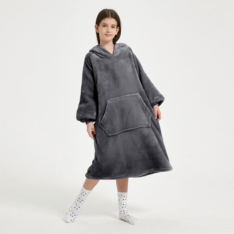 Hooded Loungewear Robe for Autumn and Winter