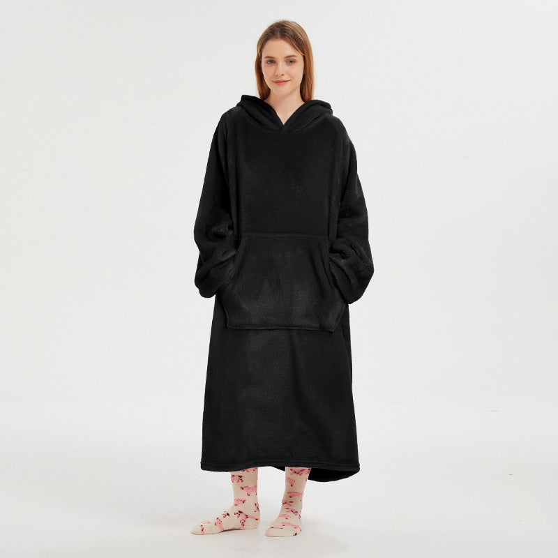 Long Plush Hooded Loungewear for Lazy Days