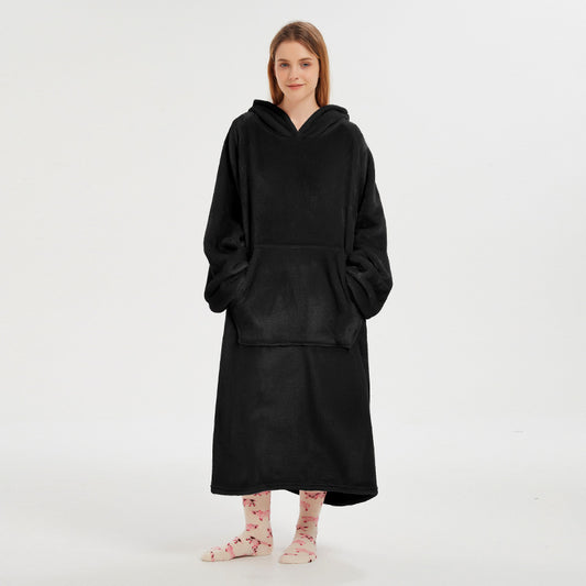 Long Plush Hooded Loungewear for Lazy Days