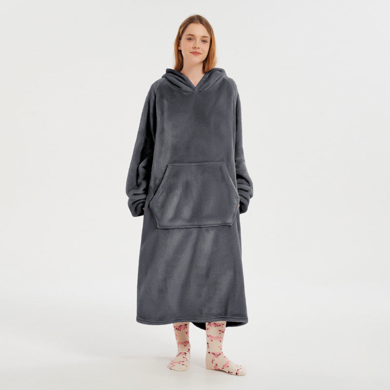 Long Plush Hooded Loungewear for Lazy Days