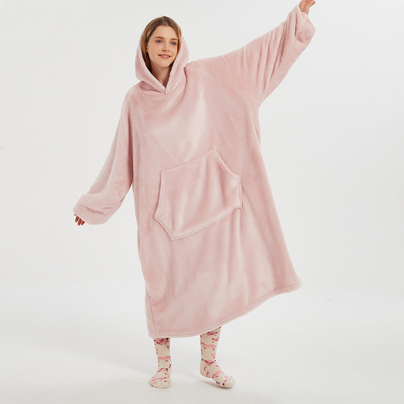 Long Plush Hooded Loungewear for Lazy Days