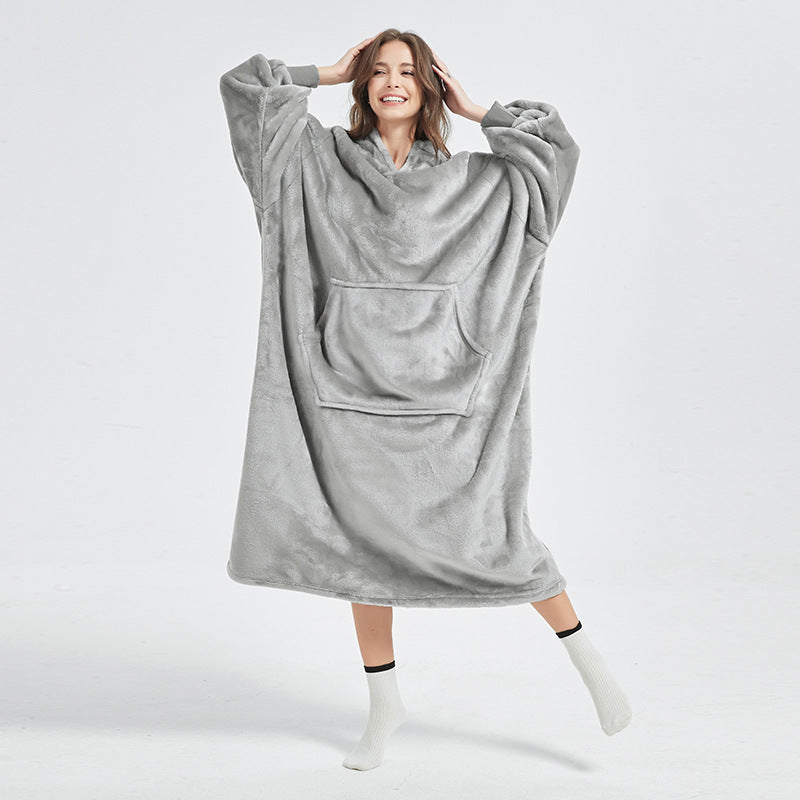 Long Plush Hooded Loungewear for Lazy Days