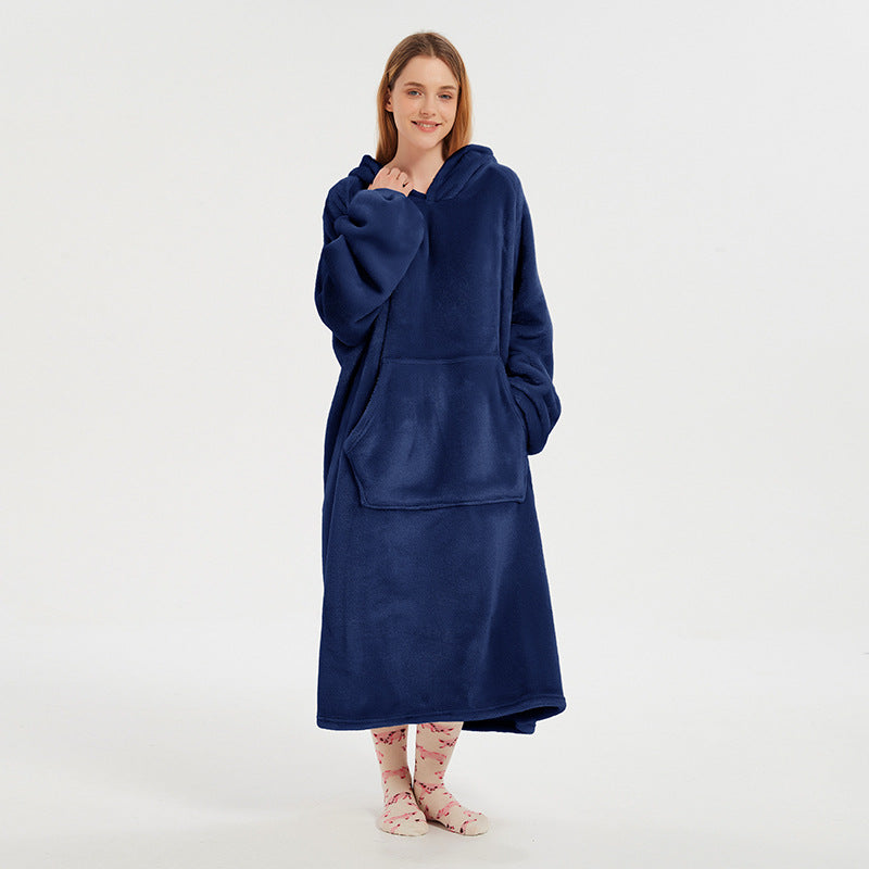 Long Plush Hooded Loungewear for Lazy Days