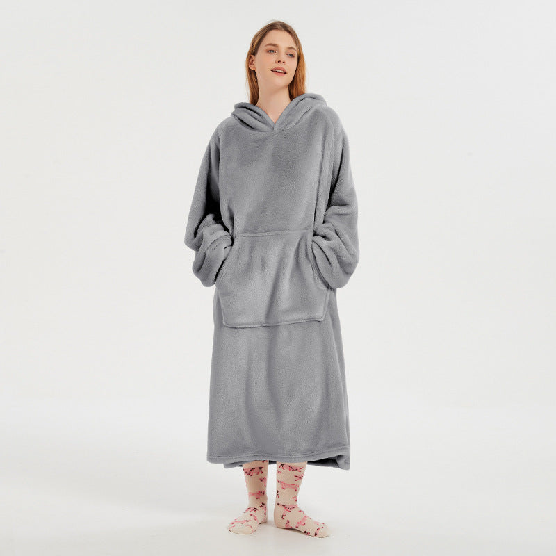 Long Plush Hooded Loungewear for Lazy Days