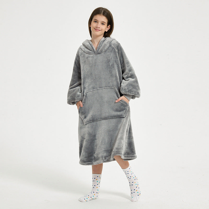 Hooded Loungewear Robe for Autumn and Winter