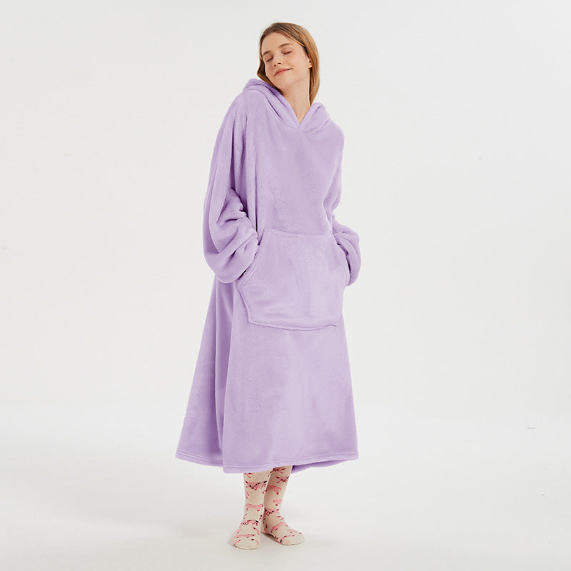 Long Plush Hooded Loungewear for Lazy Days